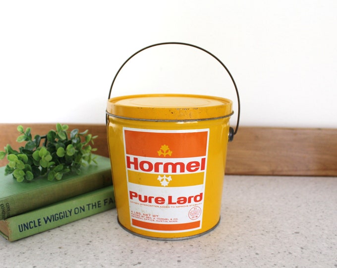 Vintage 4lb Hormel Pure Lard Yellow Metal Bucket / Vintage Etsy