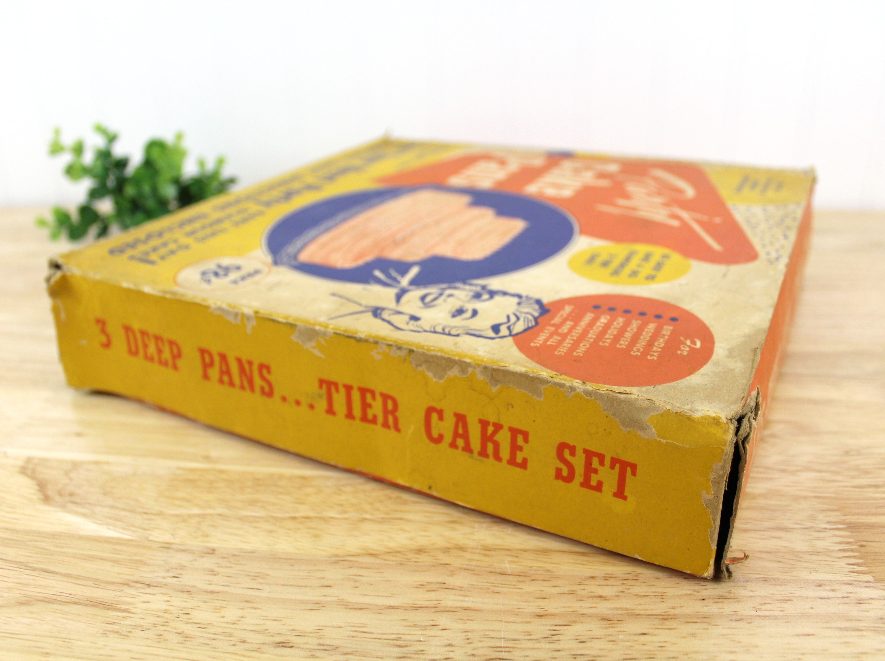 Vintage Bake King Baking Pan 3 Square Tier Cake Pan Set 6x6 8x8 10x10 2”  Deep