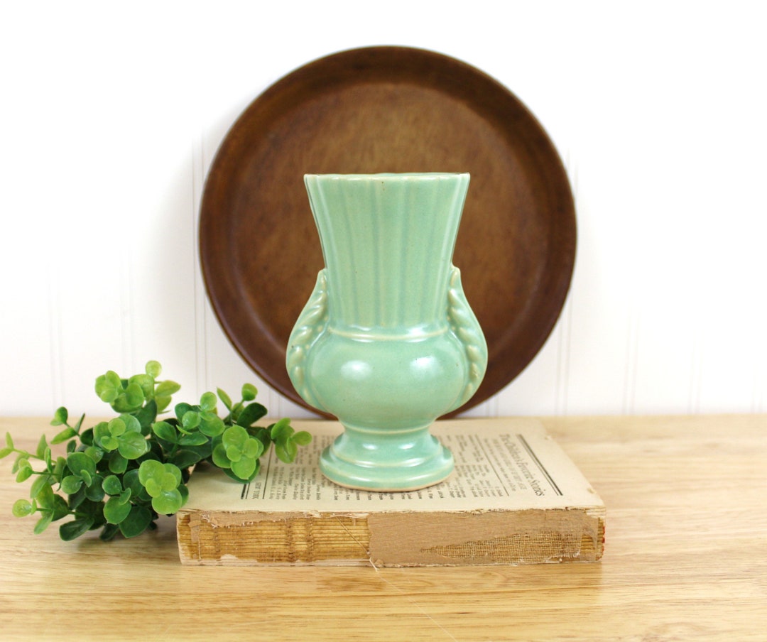 5.5'' Vintage Green Vase Light Green Pottery Vase Etsy