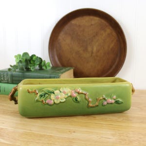 Roseville Green Apple Blossom 368-8'' Rectangle Planter Vintage