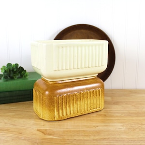 Vintage Haeger Rectangle Ribbed Planter Choice Mustard White USA