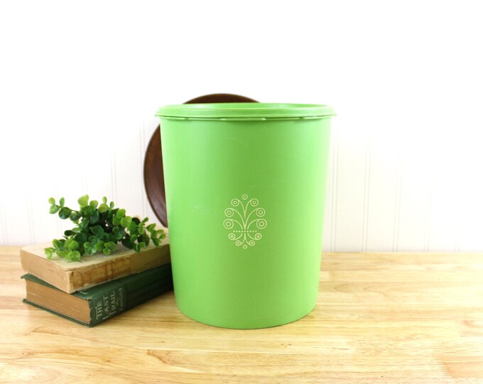 Vintage XL Green Tupperware Servalier Canister 13394 With Lid F46 Etsy