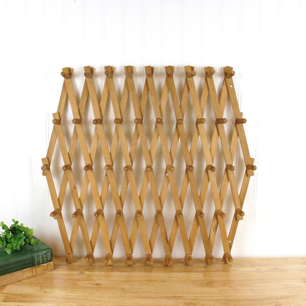 Vintage XL 48 Ct Accordion Peg Hook Wall Hanging Rack | F362