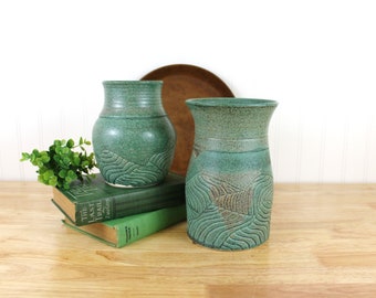 Vintage Studio Pottery Signed Marta | Blue Green Stoneware Pottery | F375