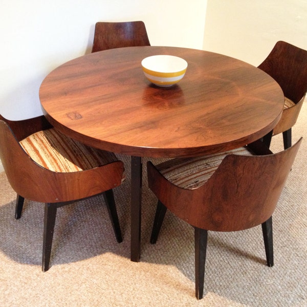 SOLD SOLD---Mid Century Modern Dining Set Chairs/ Mid century round dining table/ Danish Modern Round Dining Table Set Chairs/ Swivel Chairs