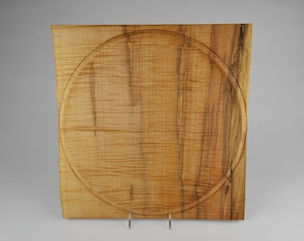 Square edge curly maple plate, tp159