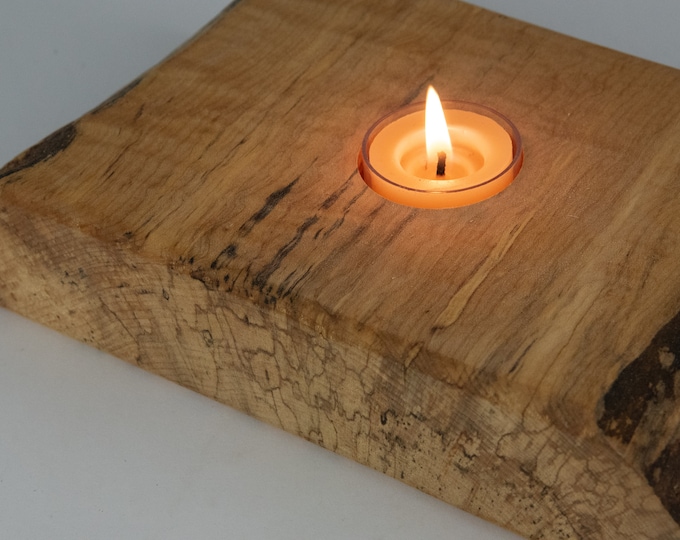 Tea light from live edge spalted maple , tp22-163