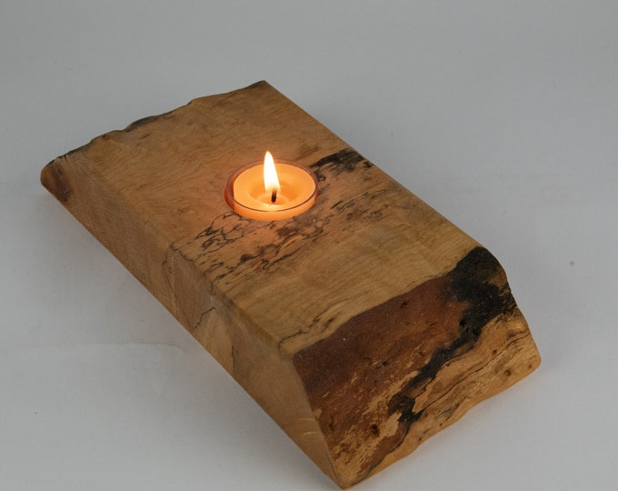 Tea light from live edge spalted maple , tp22-162