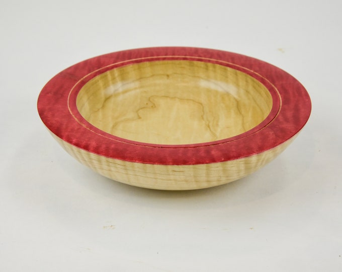 bowl, wood bowl, kitchen bowl, candy bowl, nut bowl, Curly maple bowl, dyed rim bowl, tp192