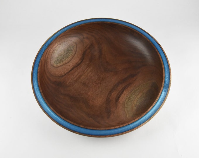 Black walnut bowl with epoxy inlay, tp22-14