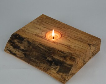 Tea light from live edge spalted maple , tp22-164