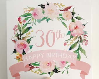 30th Birthday Card {PASTEL FLOWERS}