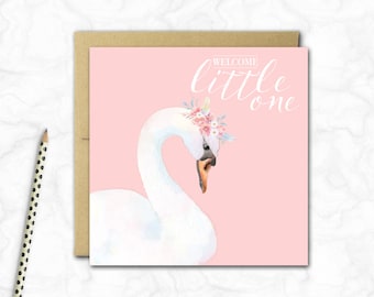 New Baby Girl Card {PINK SWAN}