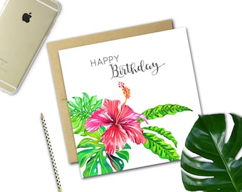 Mini Birthday Card {HIBISCUS}
