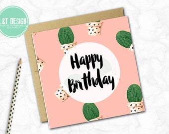 Birthday Card {PINK CACTUS}