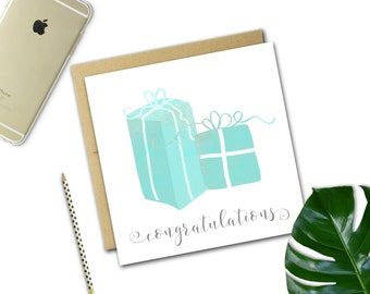 Pretty Teal Gifts Wedding Card