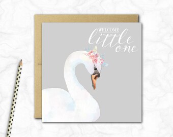 New Baby Girl Mini Card {GREY SWAN}