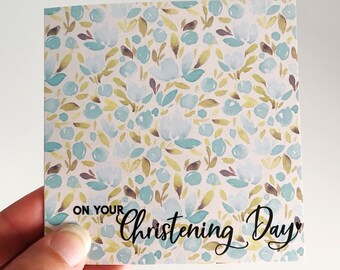 Christening Mini Card {BLUE FLORALS}