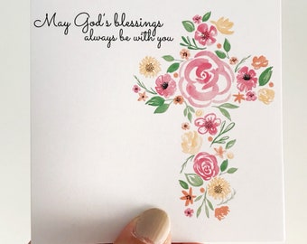 Pink Floral Christening Mini Card