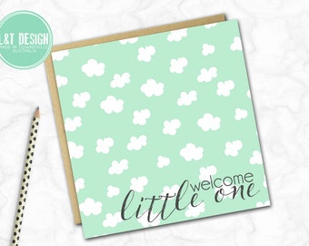 Mint Cloud New Baby Mini Card