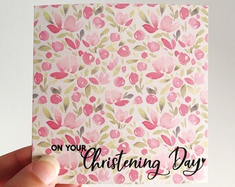 Christening Mini Card {PINK FLORALS}