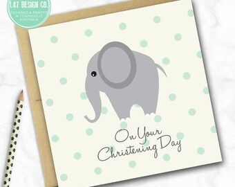 Christening Mini Card {ELEPHANT}
