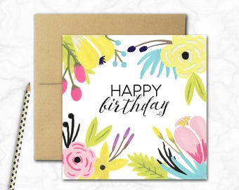 Birthday Card {PASTEL FLOWERS}