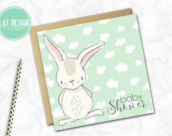 Baby Shower Card {Bunny Clouds}