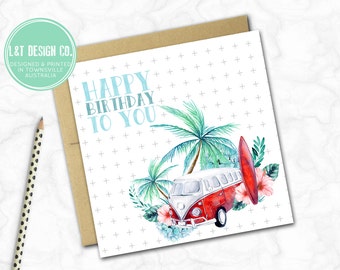Birthday Card {Red Kombi}