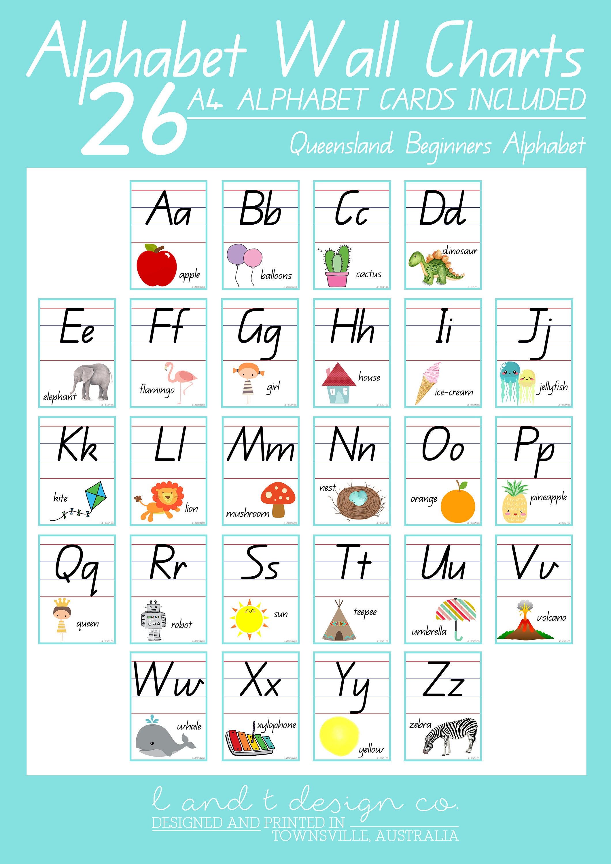 alphabet wall charts print