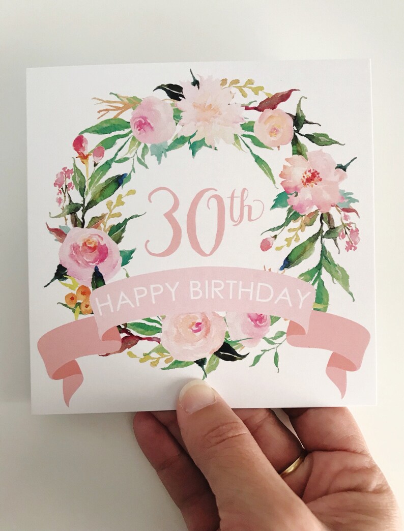 30th Birthday Card PASTEL FLOWERS Etsy