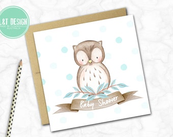 Baby Shower Card {BLUE OWL}