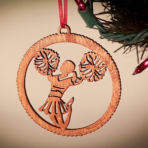 Cheerleader Laser Cut Wood Christmas Ornament AC104