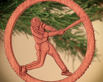 Baseball Wood Laser Cut Christmas Ornament AC100