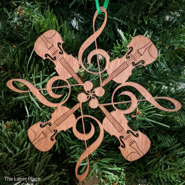 Unique Laser Cut Wood Violin Ornament - Musical Keepsake for Violinists