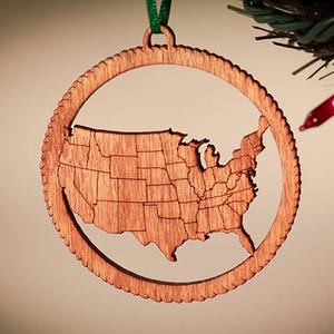 United States Wood Christmas Ornament