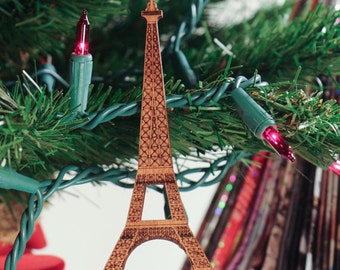 Eiffel Tower Laser Cut Wood Christmas Ornament CHR106