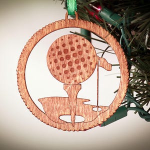 Golf Laser Cut Wood Christmas Ornament AC103