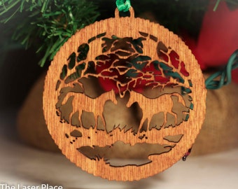 Horses Wood Christmas Ornament