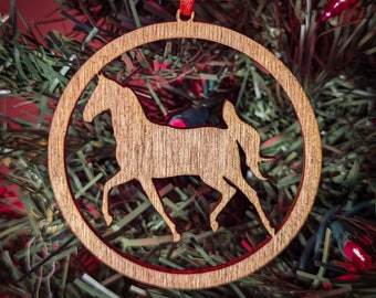 Horse Christmas Ornament, Laser Cut Wood Animal Decor, Personalized Gift for Horse Lovers, Equestrian Keepsake