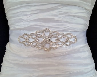 Silver Tone Swarovski Rhinestone Sash,Wedding Sash, Wedding Belt, Belt,Sash, Bridal Sash, Beaded Sash, Rhinestone Wedding Sash, Wedding Sash