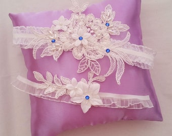 Wedding garter set,off white Garter,Rhinestone blue Garter, Bridal garters off white ,bridal garter,Floral lace garter,Garter Set