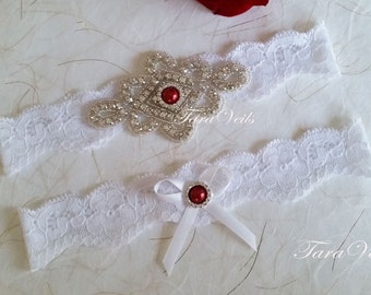 Garter,Wedding White Garter | Bridal | Rhinestone Garter | Wedding garters | Bridal garter | Lace garter | Vintage Garter