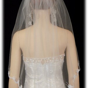 1 Tier Embellished Edge White Or Ivory bridal Veil/Veils Wedding bridal Embellished Edge 1 layer bridal veil wedding bridal veils image 3