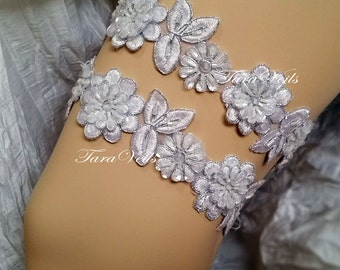 Wedding / Bridal /Silver tone garter/ embellished Garter/ wedding garters / bridal garter/ Floral lace garter / Vintage Garter/Garter Set