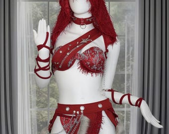 Aangepaste rave-outfit: handgemaakte festival EDM-danskledingset | Wolf
