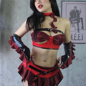 Handmade Red Dragon Rave Outfit: Custom Festival Dancewear