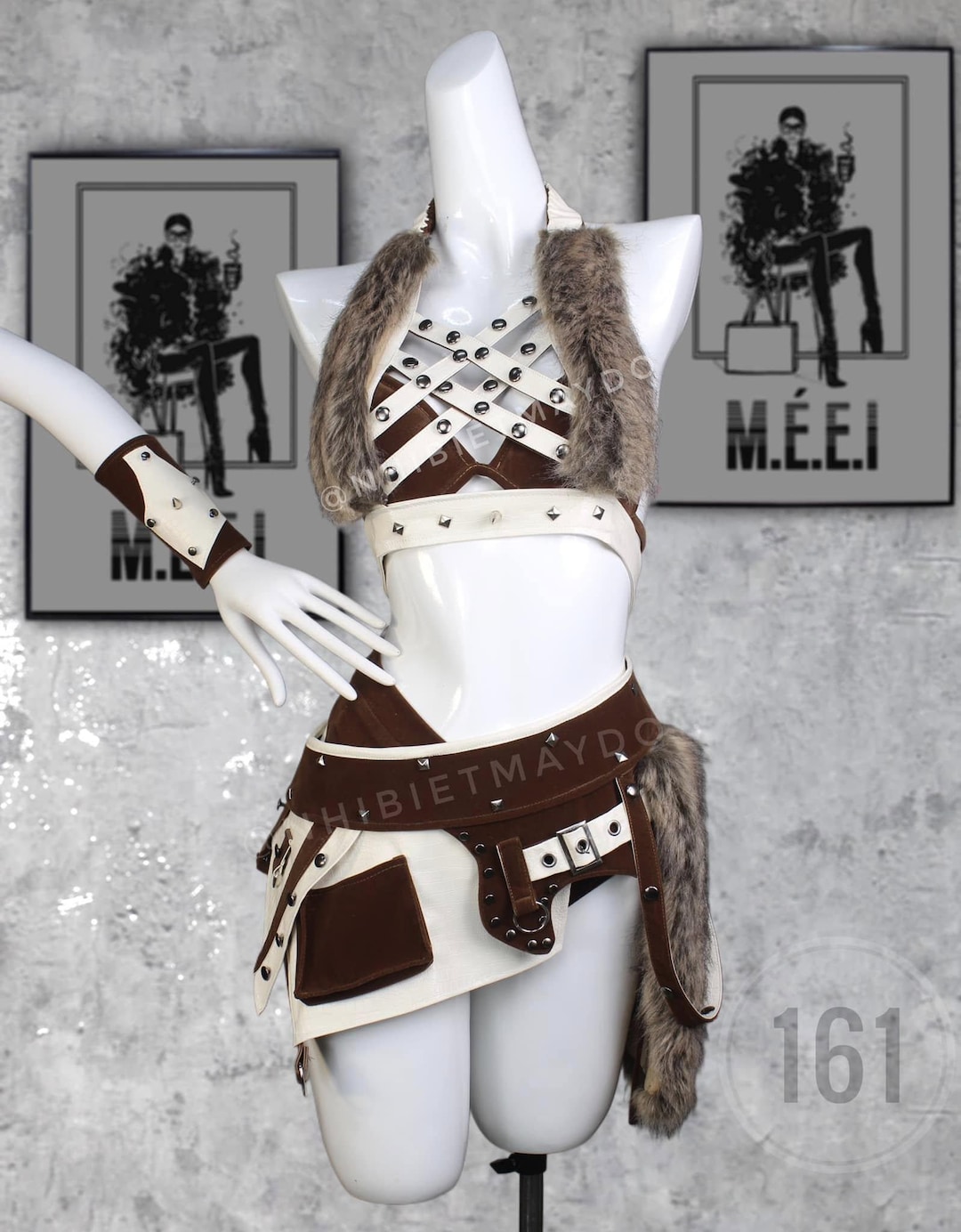 Handmade Rave Outfit: Brown & White Festival Costume Set - Etsy UK