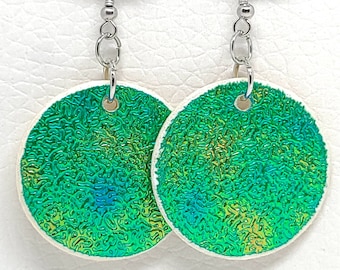 Textured Iridescent Wooden Teardrop Earrings