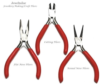Trio Of Full Size Jewellery Making Pliers ~ Round Nose, Cutting & Chain/Flat Nose Styles ~ Jewellery Making Essentials